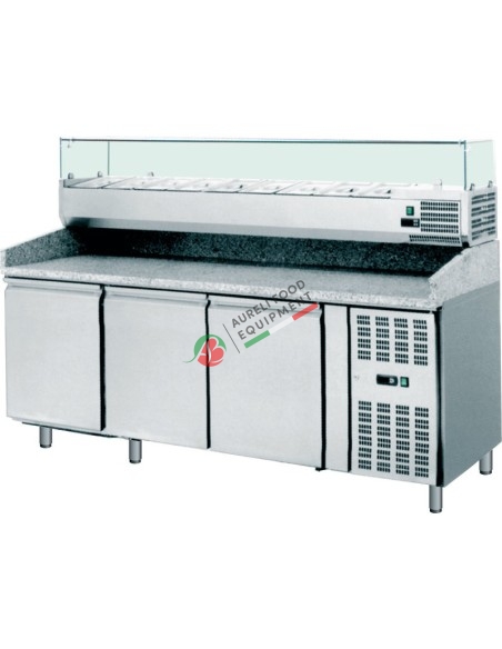 3 Doors Ventilated Pizza Counter With Static Refrigerated Display